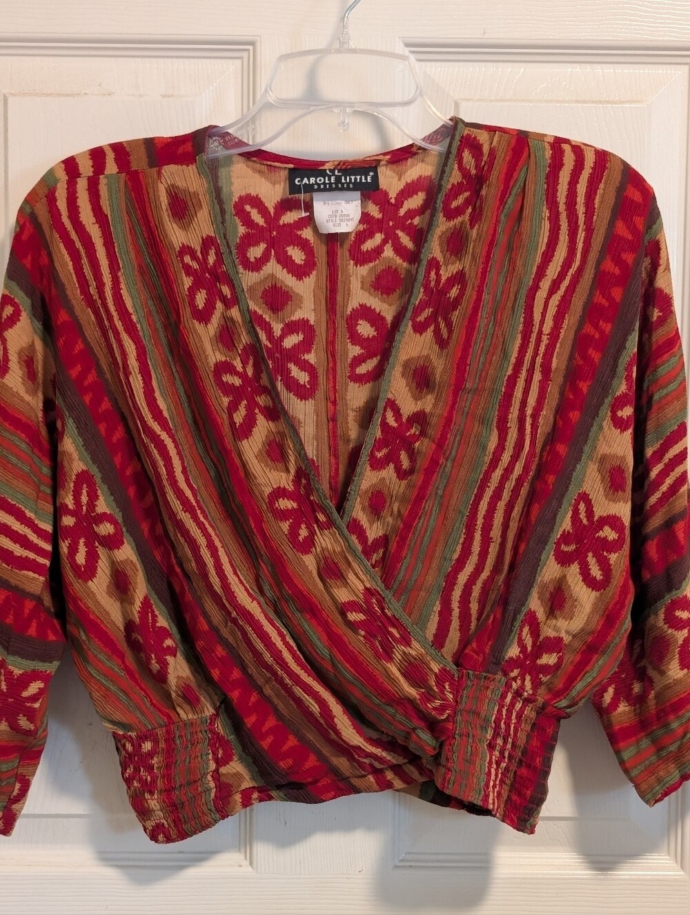 Carole Little Red and Tan Floral-Print Top